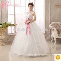 Сучжоу завода off-плечо бисером розовый бантом сшитое дешевые бальное платье свадебное платье
